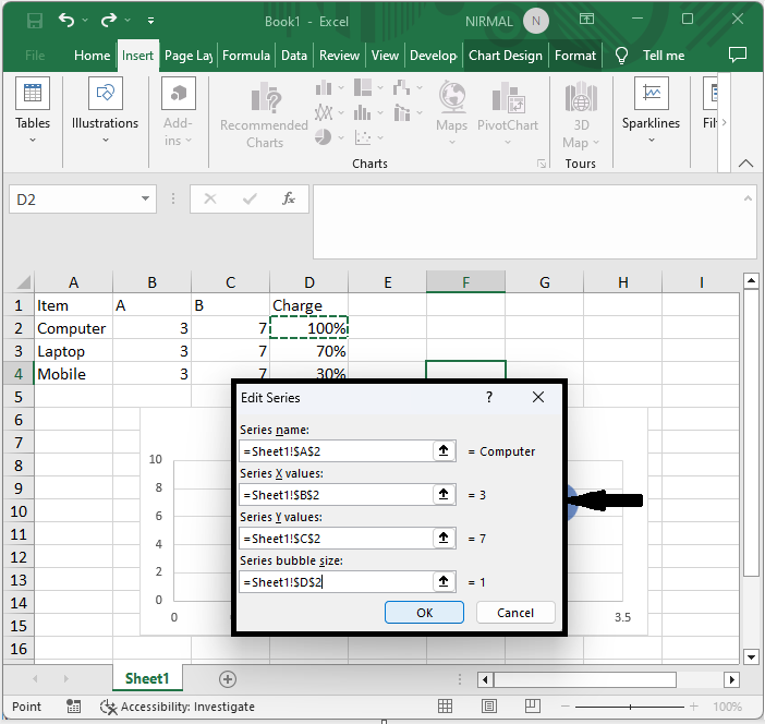 Excel 如何创建内部圆环图