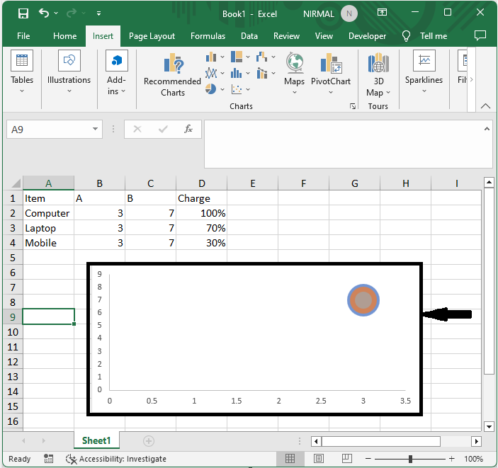 Excel 如何创建内部圆环图