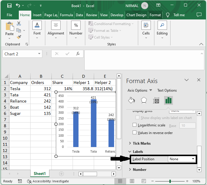 Excel 如何创建同时显示百分比和值的图表