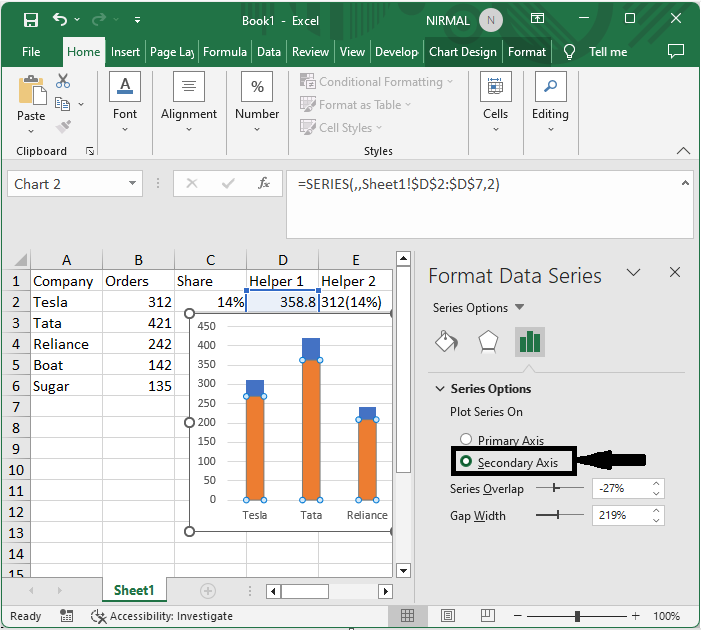 Excel 如何创建同时显示百分比和值的图表