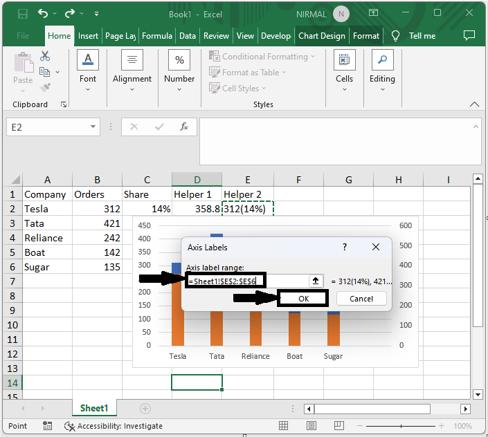 Excel 如何创建同时显示百分比和值的图表