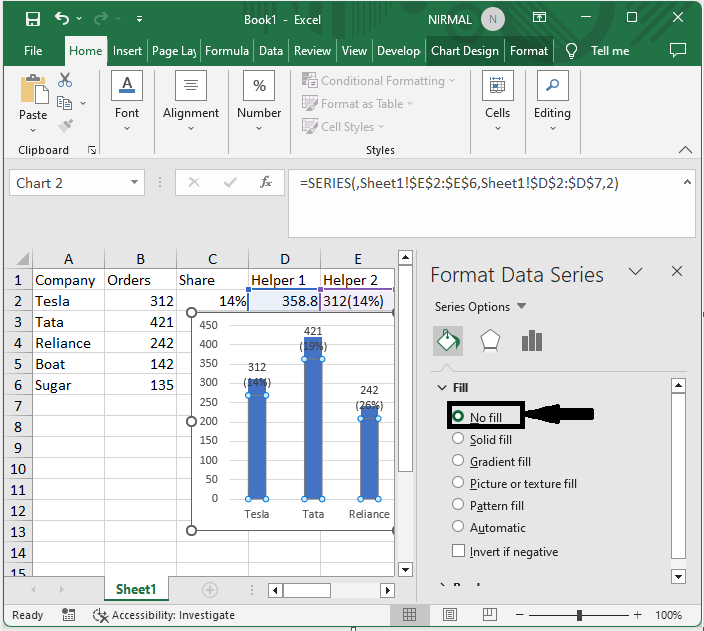 Excel 如何创建同时显示百分比和值的图表