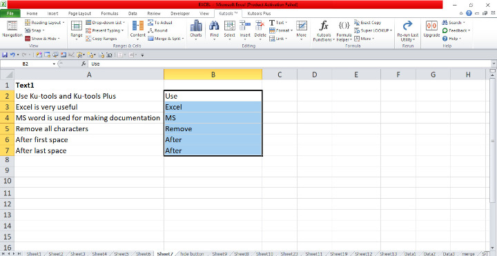 Excel 如何从单元格中删除第一个/最后一个空格后的所有字符