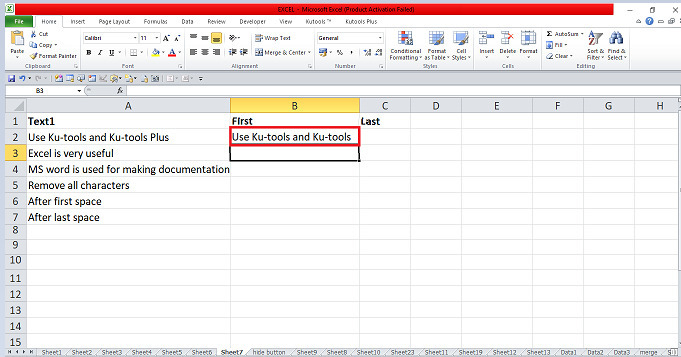 Excel 如何从单元格中删除第一个/最后一个空格后的所有字符