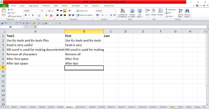 Excel 如何从单元格中删除第一个/最后一个空格后的所有字符