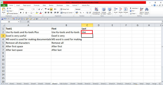 Excel 如何从单元格中删除第一个/最后一个空格后的所有字符