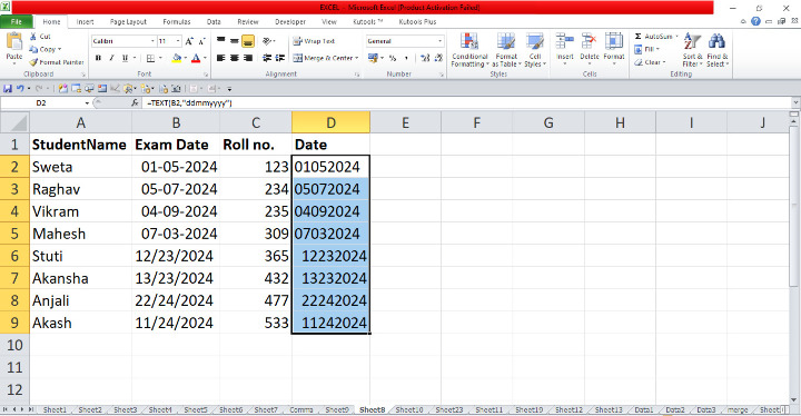 Excel 如何删除所有日期中的破折号/斜杠/连字符