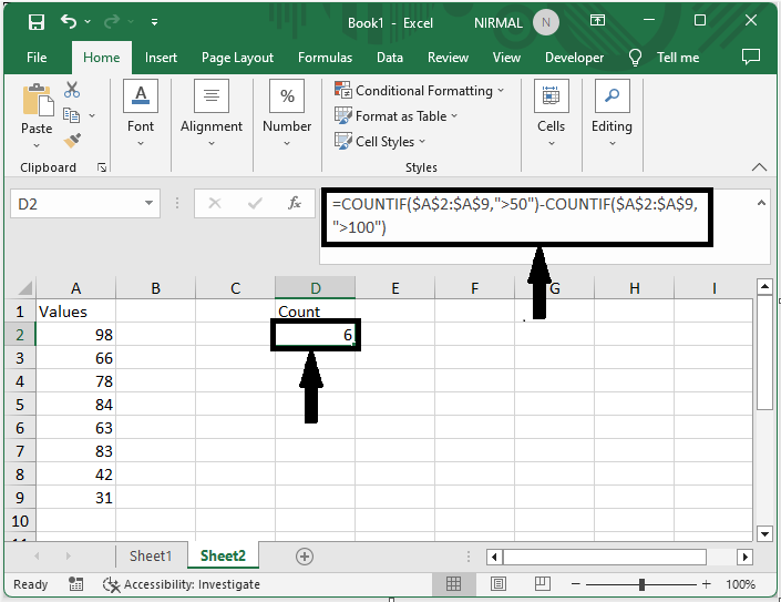 Excel 如何使用多个条件进行计数
