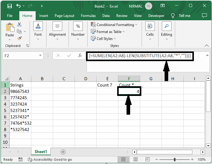 Excel 如何使用Countif通配符进行计数