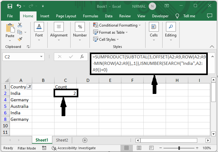 Excel 如何使用Countif函数计算部分字符串/子字符串匹配