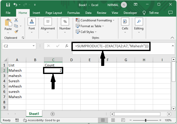 Excel 如何区分大小写计数单元格数值