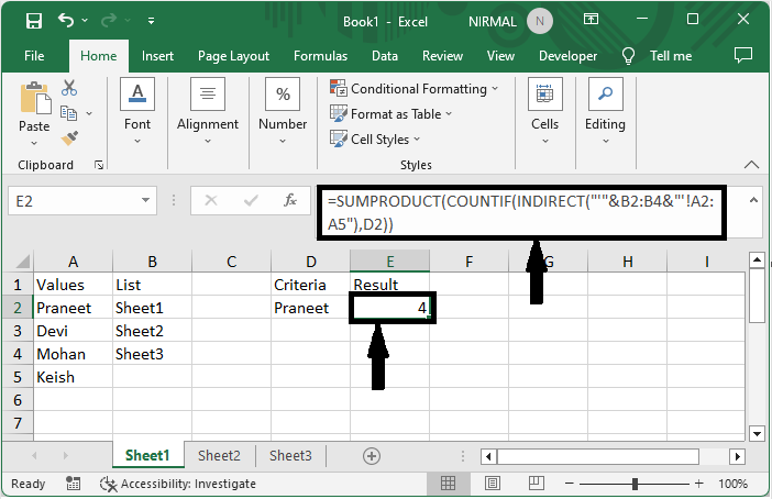 Excel 如何在多个工作表中计算特定值