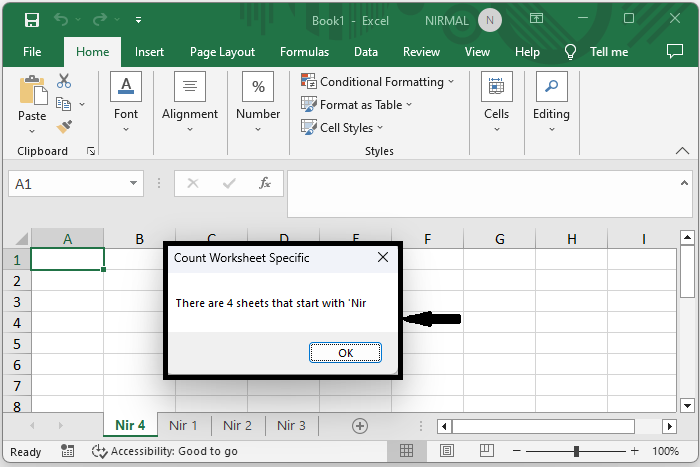 Excel 如何计算特定名称的工作表数目