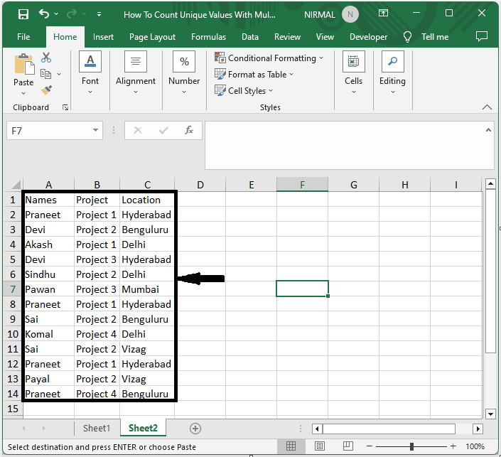 Excel 如何使用多个条件计算唯一值