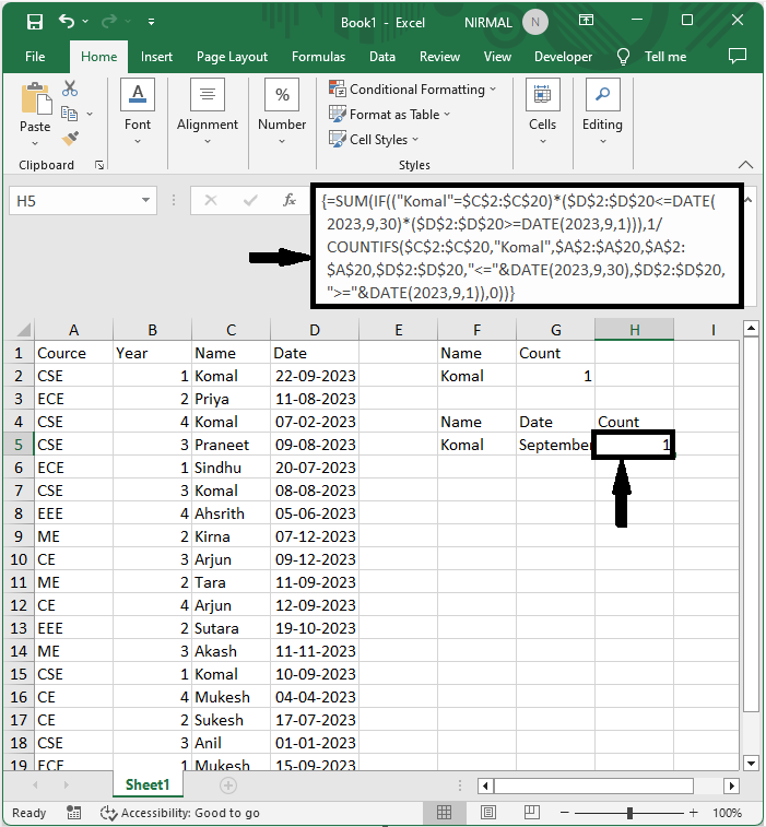Excel 如何根据多个条件计算唯一值