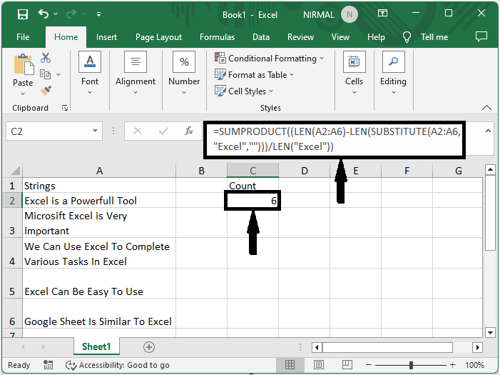 Excel 如何计算单词在范围内出现的次数