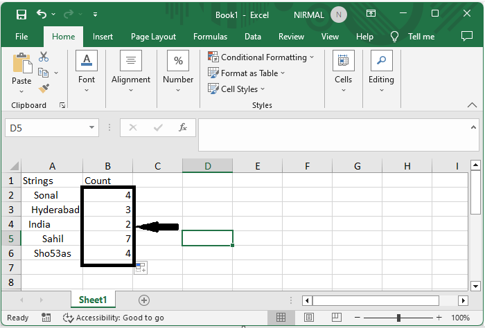 Excel 如何在单元格中计算文本字符串前的空格数量