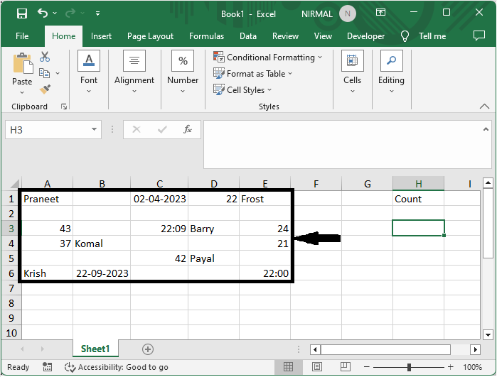 Excel 如何计算范围内填充单元格的数量