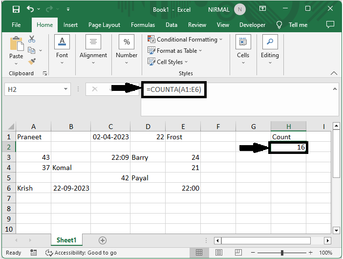 Excel 如何计算范围内填充单元格的数量