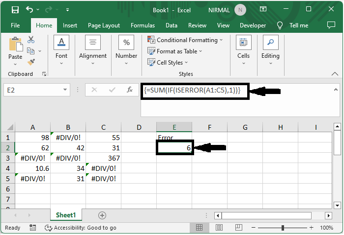 Excel 如何统计错误单元格/非错误单元格的数量