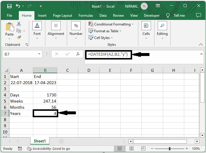 Excel 如何计算两个日期之间的天数、周数、月数或年数