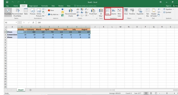 Excel 如何插入迷你图