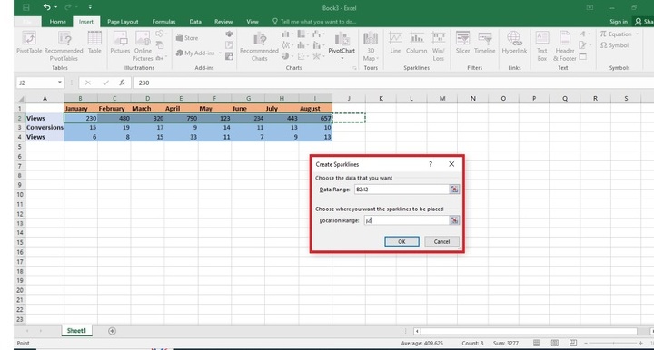 Excel 如何插入迷你图