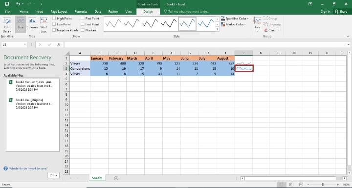Excel 如何插入迷你图
