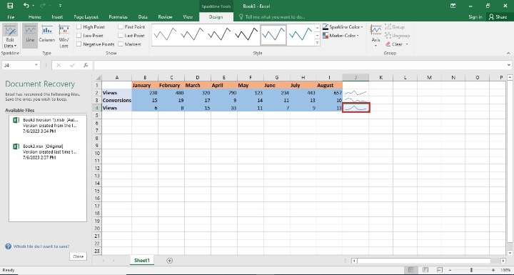 Excel 如何插入迷你图