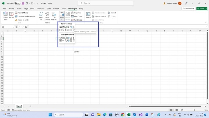 Excel 如何插入单选按钮或选项按钮