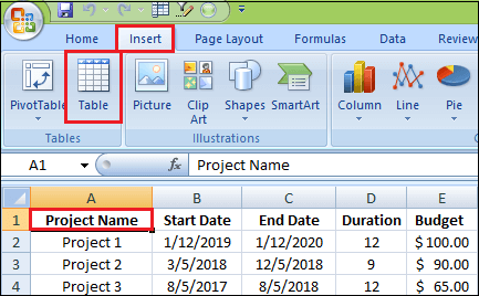 Excel 如何创建表格