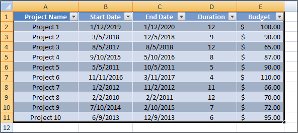 Excel 如何创建表格