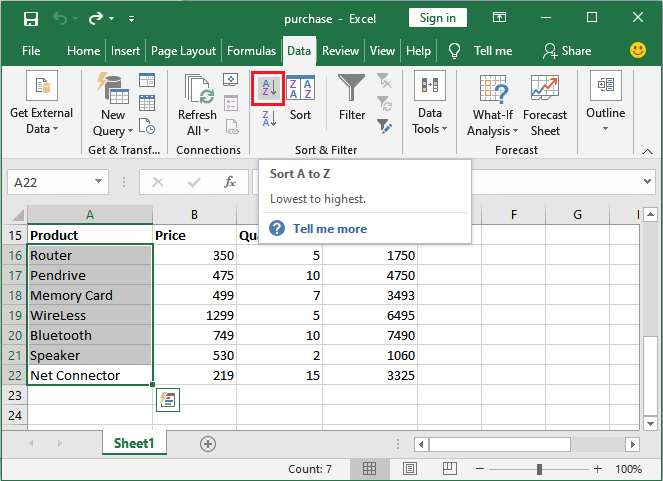 Excel 如何排序