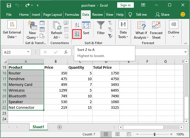 Excel 如何排序