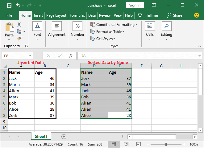 Excel 如何排序