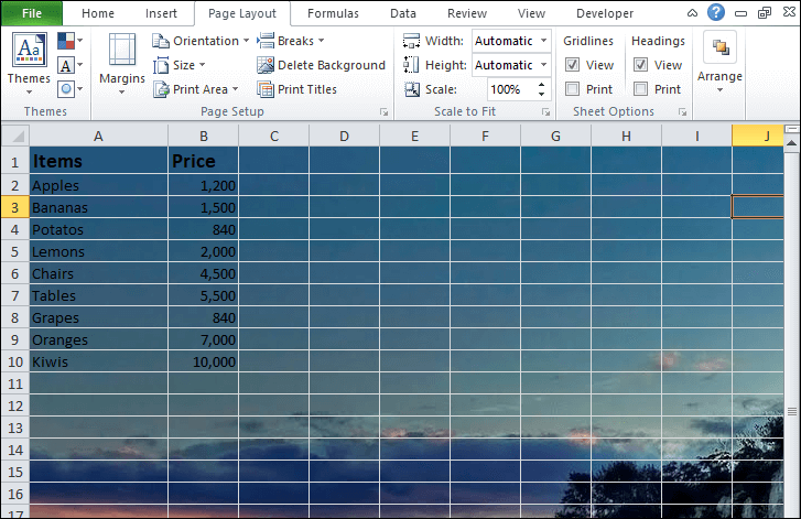 Excel 如何设置背景图片