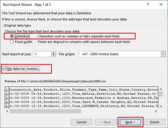 Excel 如何导入CSV文件的数据