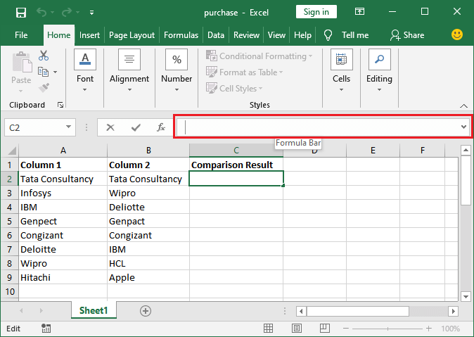 Excel 如何比较两列数据