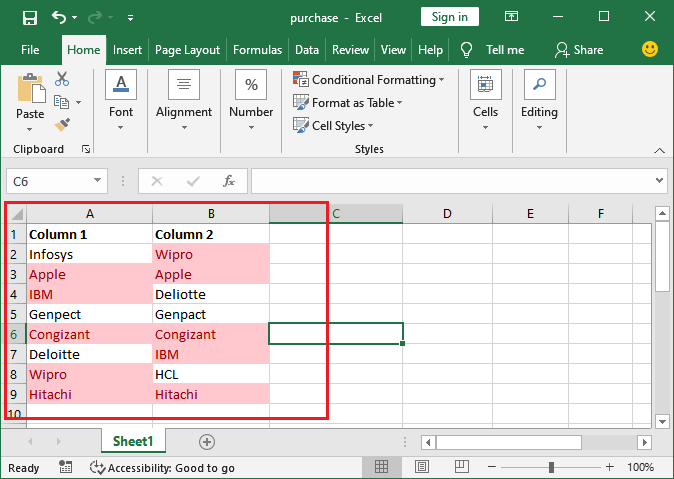 Excel 如何比较两列数据