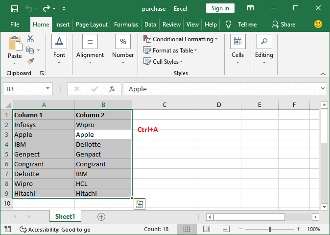 Excel 如何比较两列数据