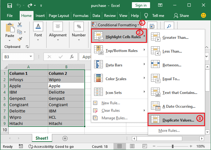 Excel 如何比较两列数据