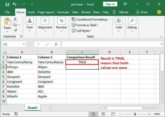 Excel 如何比较两列数据