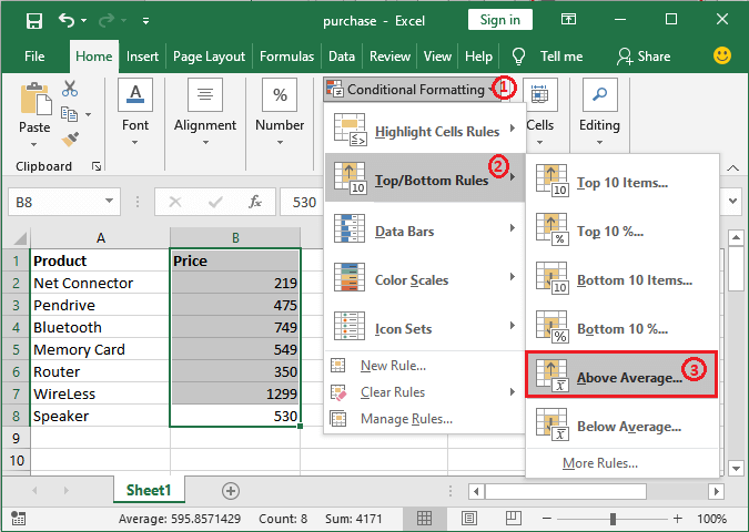 Excel 条件格式化