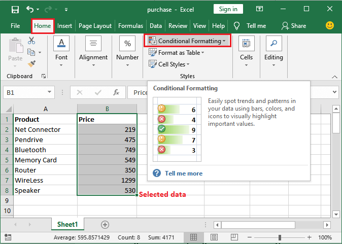 Excel 条件格式化