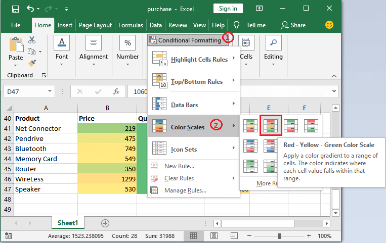 Excel 条件格式化