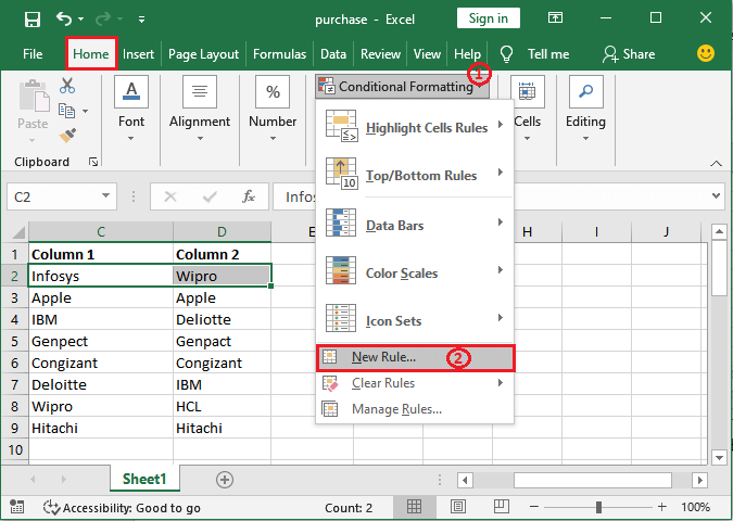 Excel 条件格式化