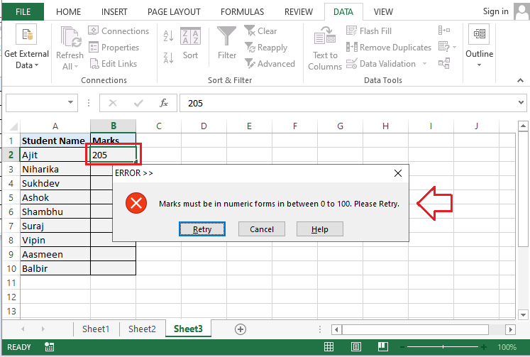 Excel 数据验证