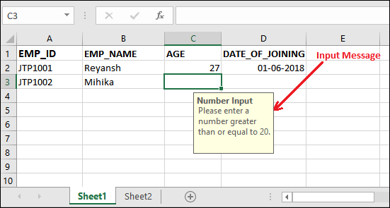 Excel 应用数据验证