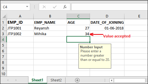 Excel 应用数据验证