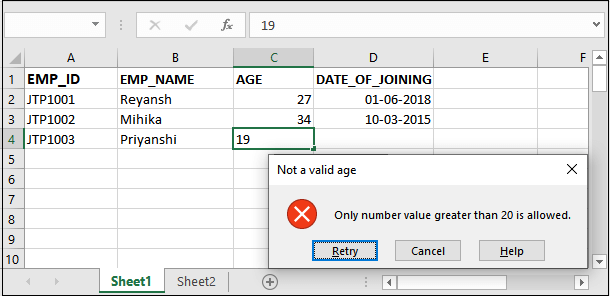 Excel 应用数据验证